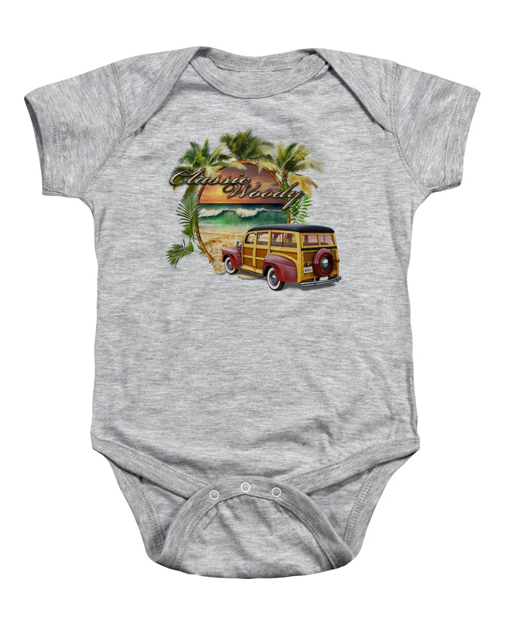 Surf Baby Onesie featuring the digital art Classic Woody by Robert Corsetti