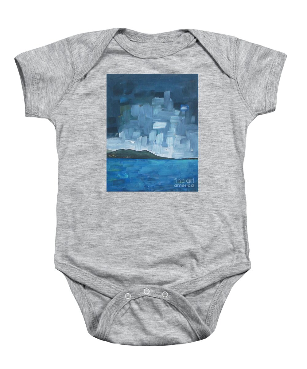 Abstract Baby Onesie featuring the painting Clearing Sky After the Storm by Vesna Antic