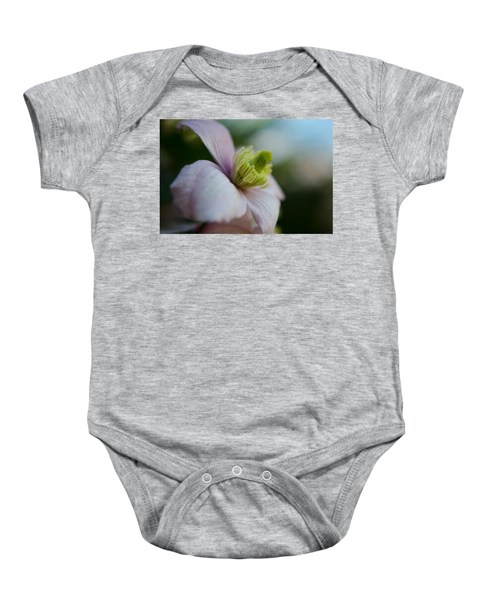 Flower Baby Onesie featuring the photograph Clematis flower face of Spring by Spikey Mouse Photography
