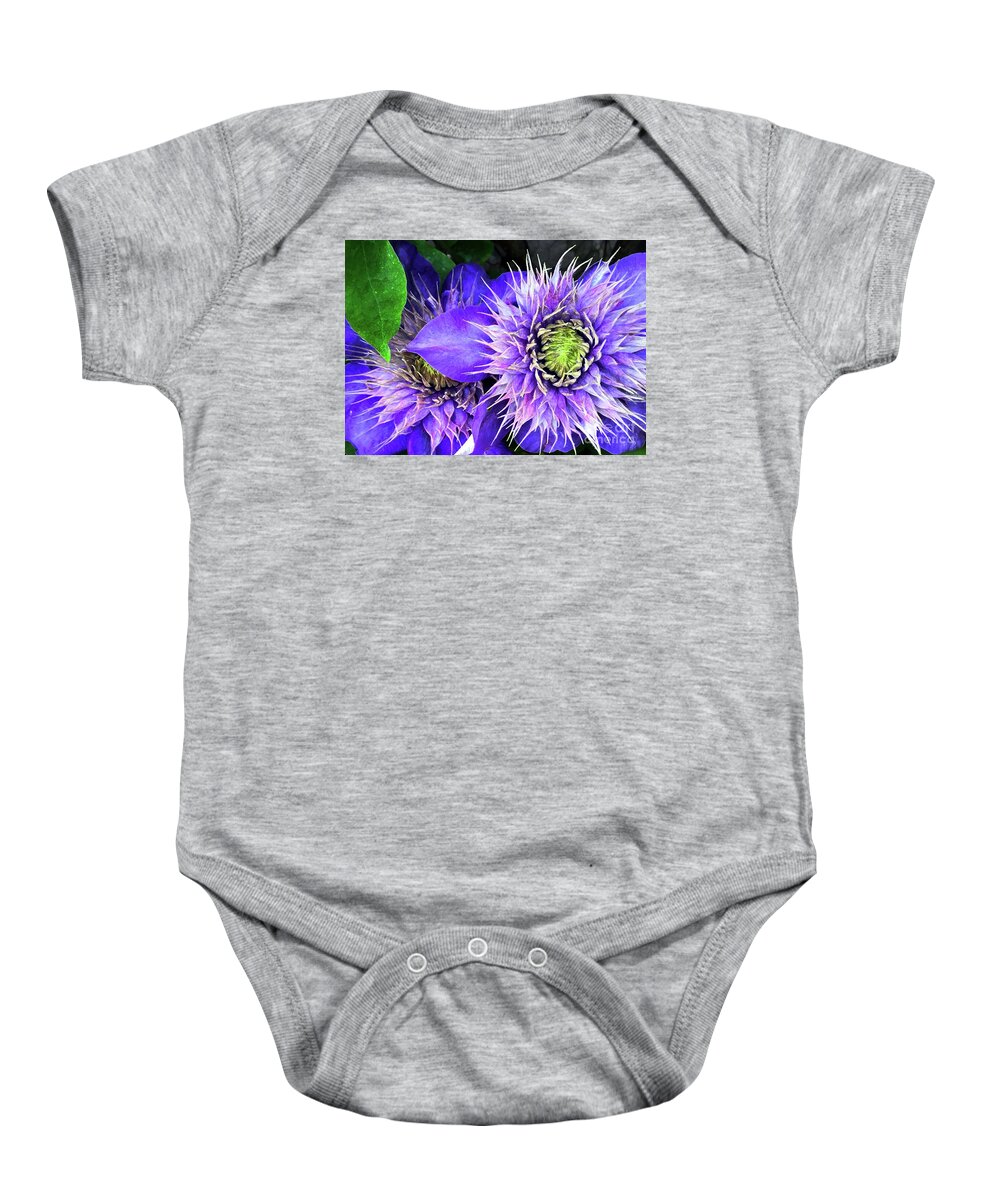 Clematis Baby Onesie featuring the photograph Clematis Multi Blue by Barbie Corbett-Newmin