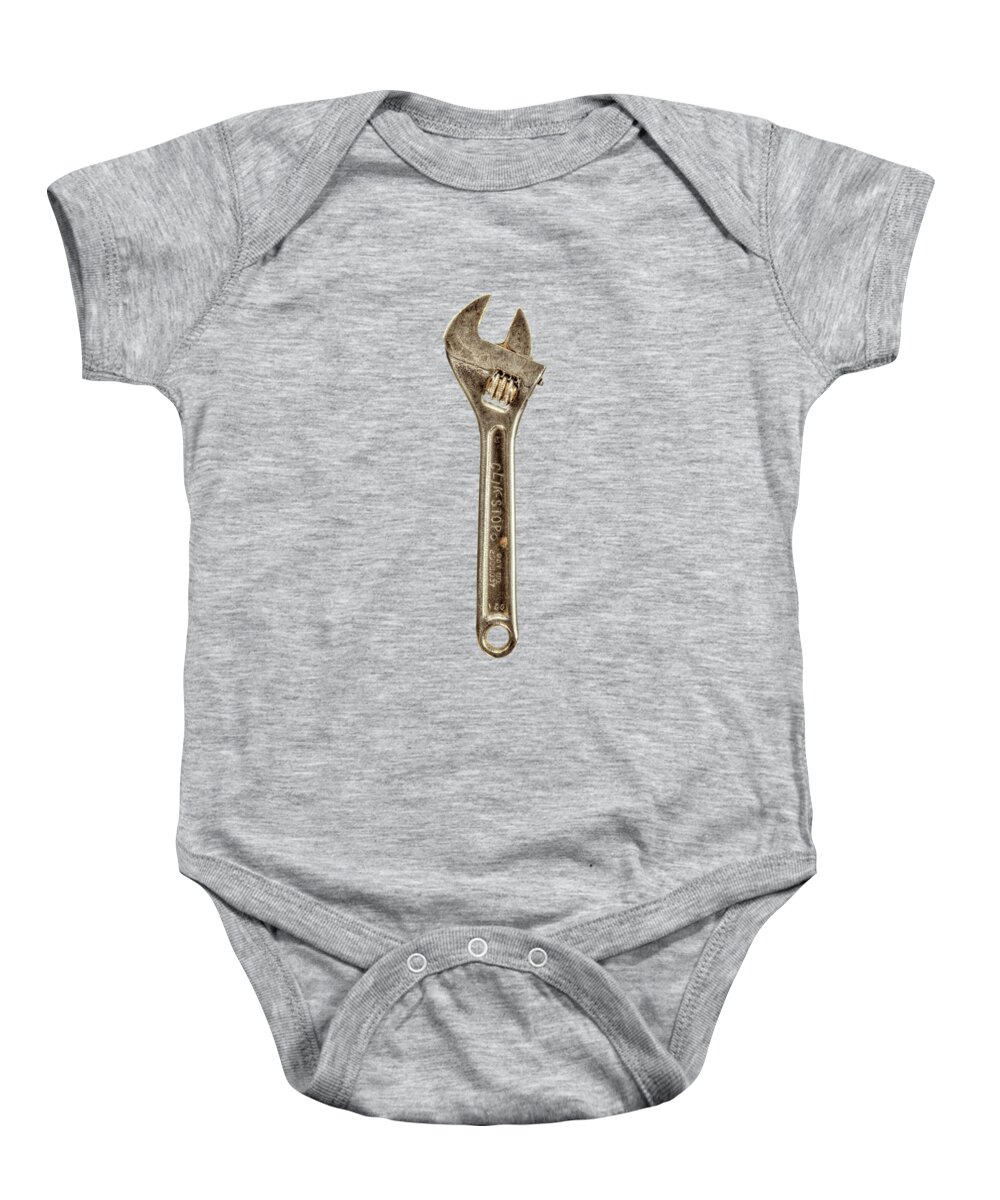Art Baby Onesie featuring the photograph Clik Stop Adjustable Wrench by YoPedro