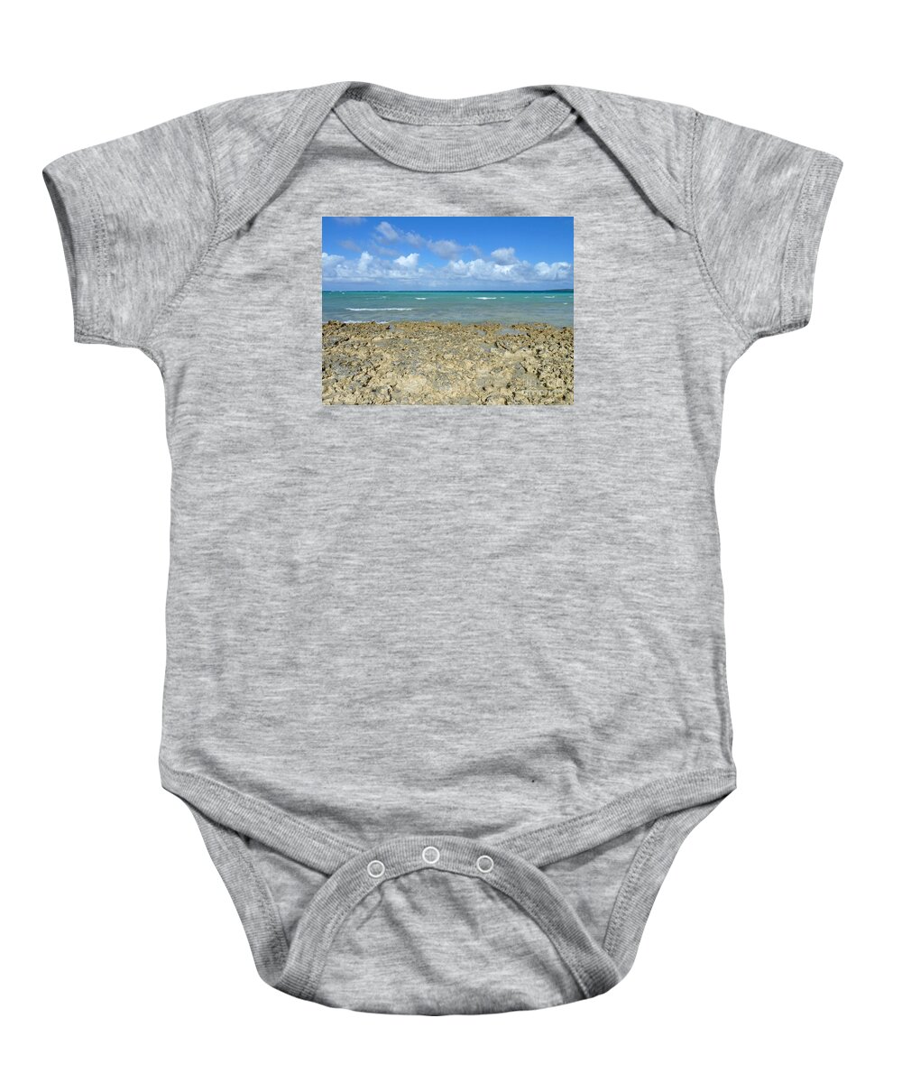 Photography Baby Onesie featuring the photograph Coast Sea and Sky by Francesca Mackenney