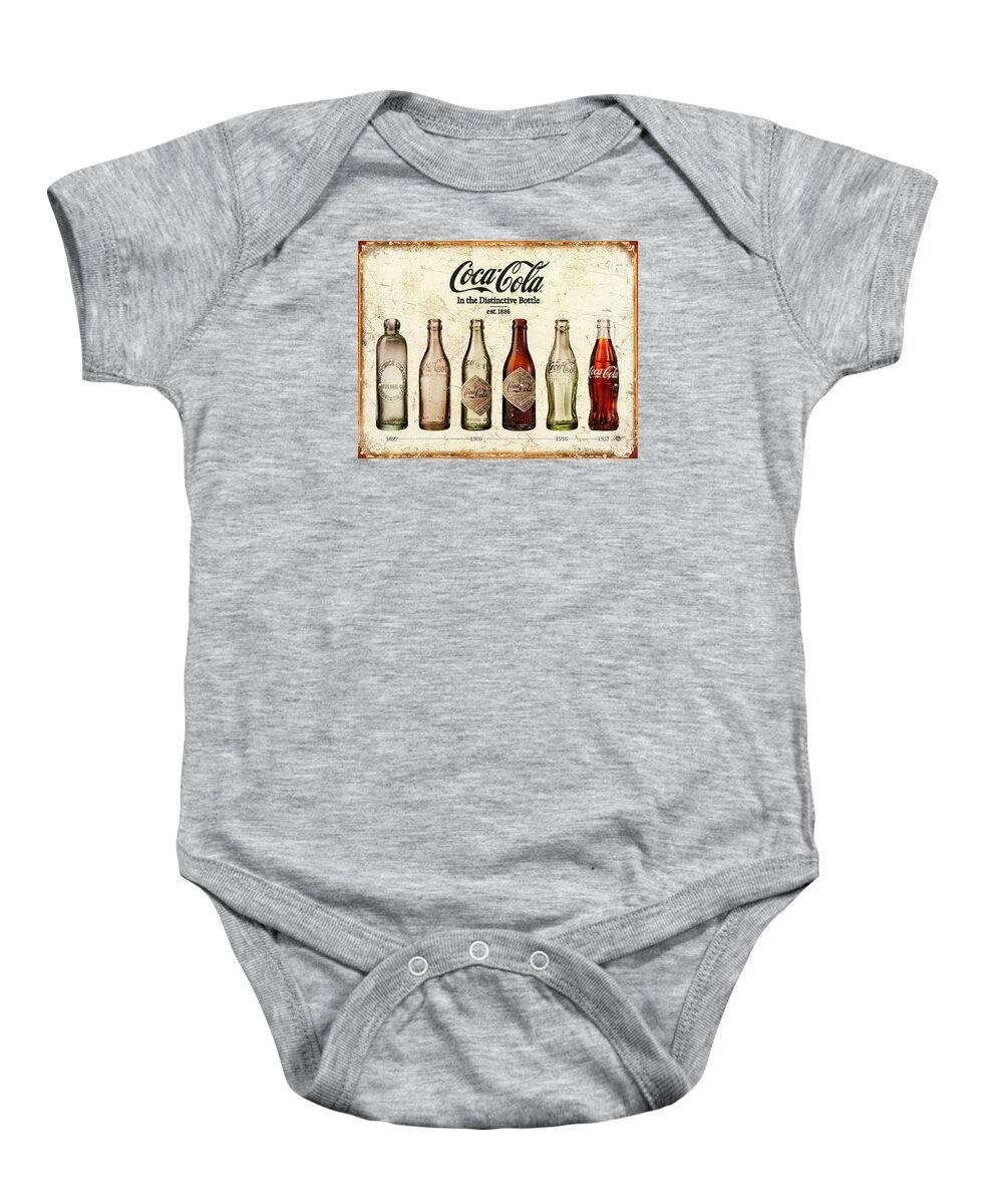 #faatoppicks Baby Onesie featuring the painting Coca-Cola Bottle Evolution Vintage Sign by Tony Rubino
