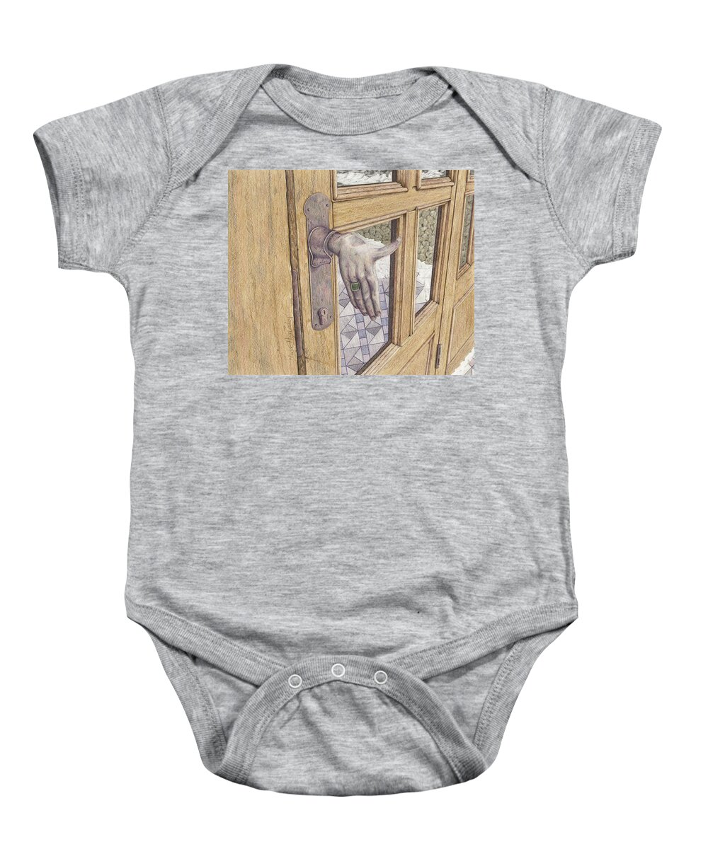Colored Pencil Baby Onesie featuring the drawing Cold Reflections by Diana Hrabosky