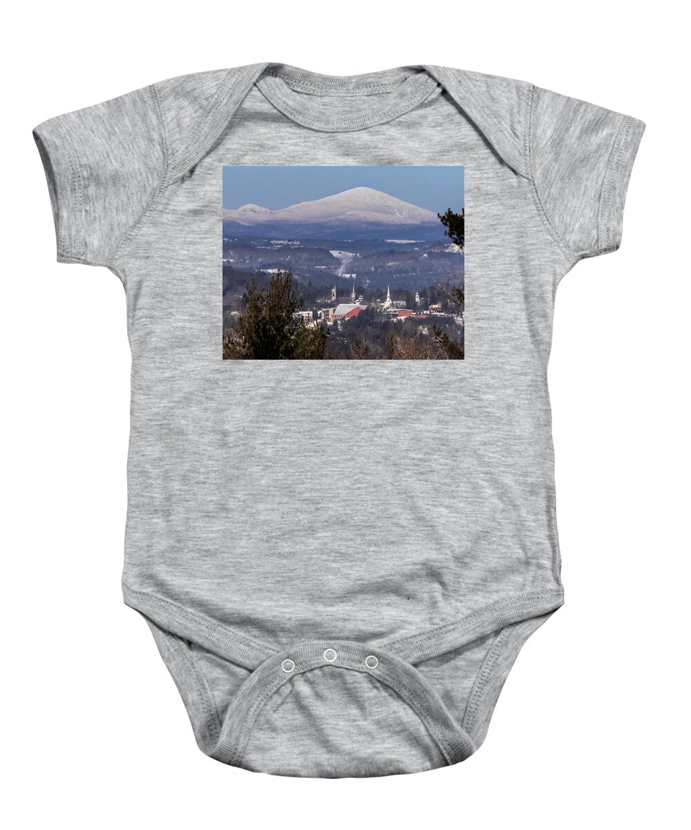 Vermont Baby Onesie featuring the photograph Cold Winter's Day in St Johnsbury Vermont by Tim Kirchoff