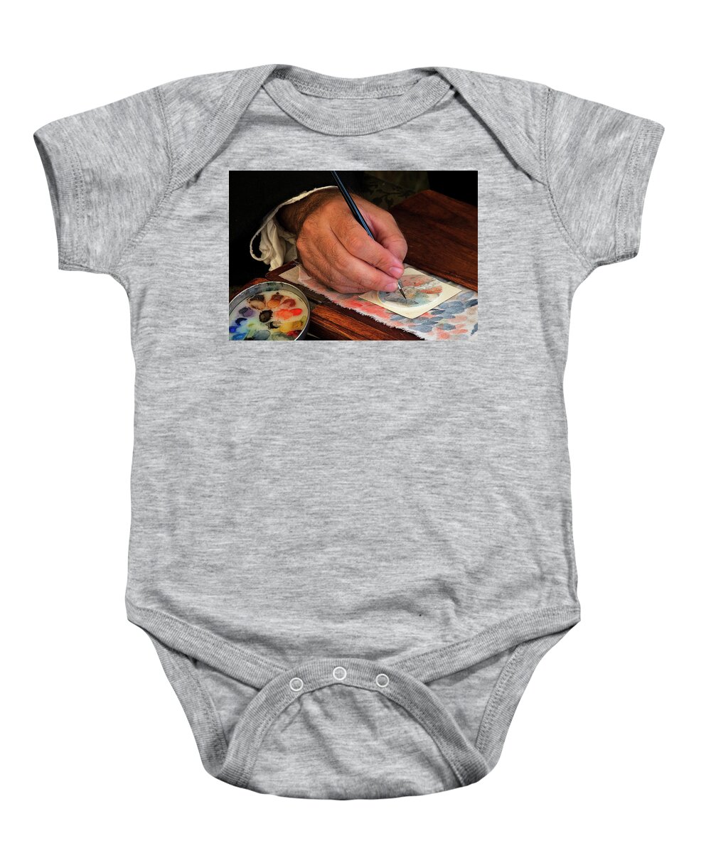 Scenic Baby Onesie featuring the photograph Colonial Artist by Doug Davidson