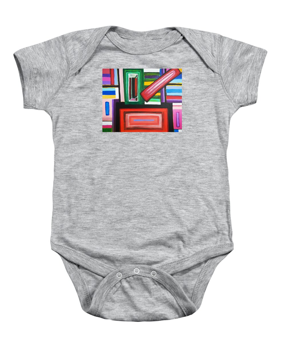 Abstract Baby Onesie featuring the painting Color Squares by Jose Rojas
