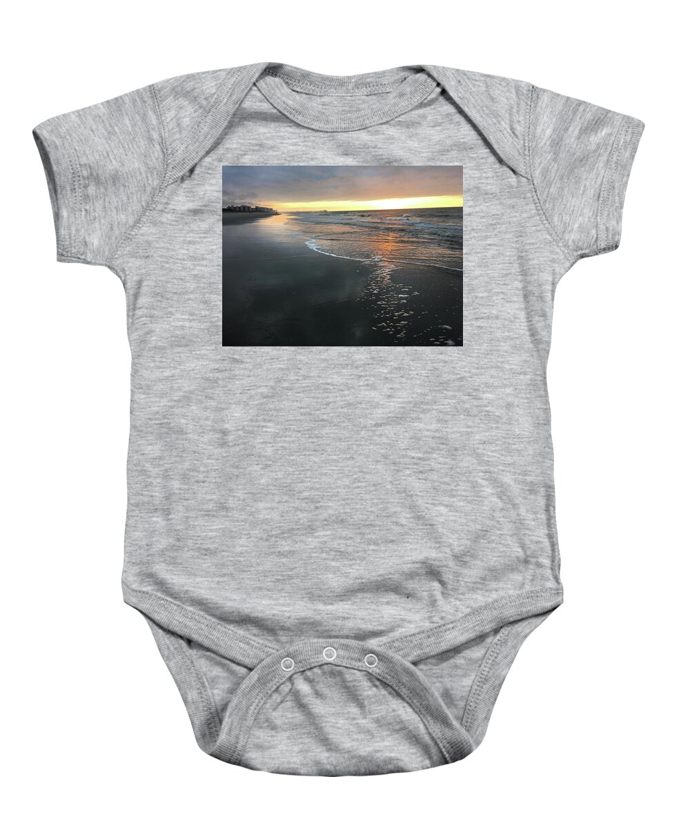Kelly Hazel Baby Onesie featuring the photograph Colors of a Storm at Sunrise by Kelly Hazel