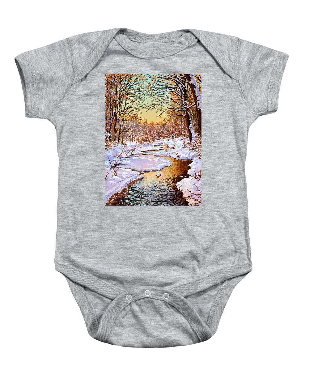 Winter Baby Onesie featuring the painting Colors of Winter by Hans Neuhart