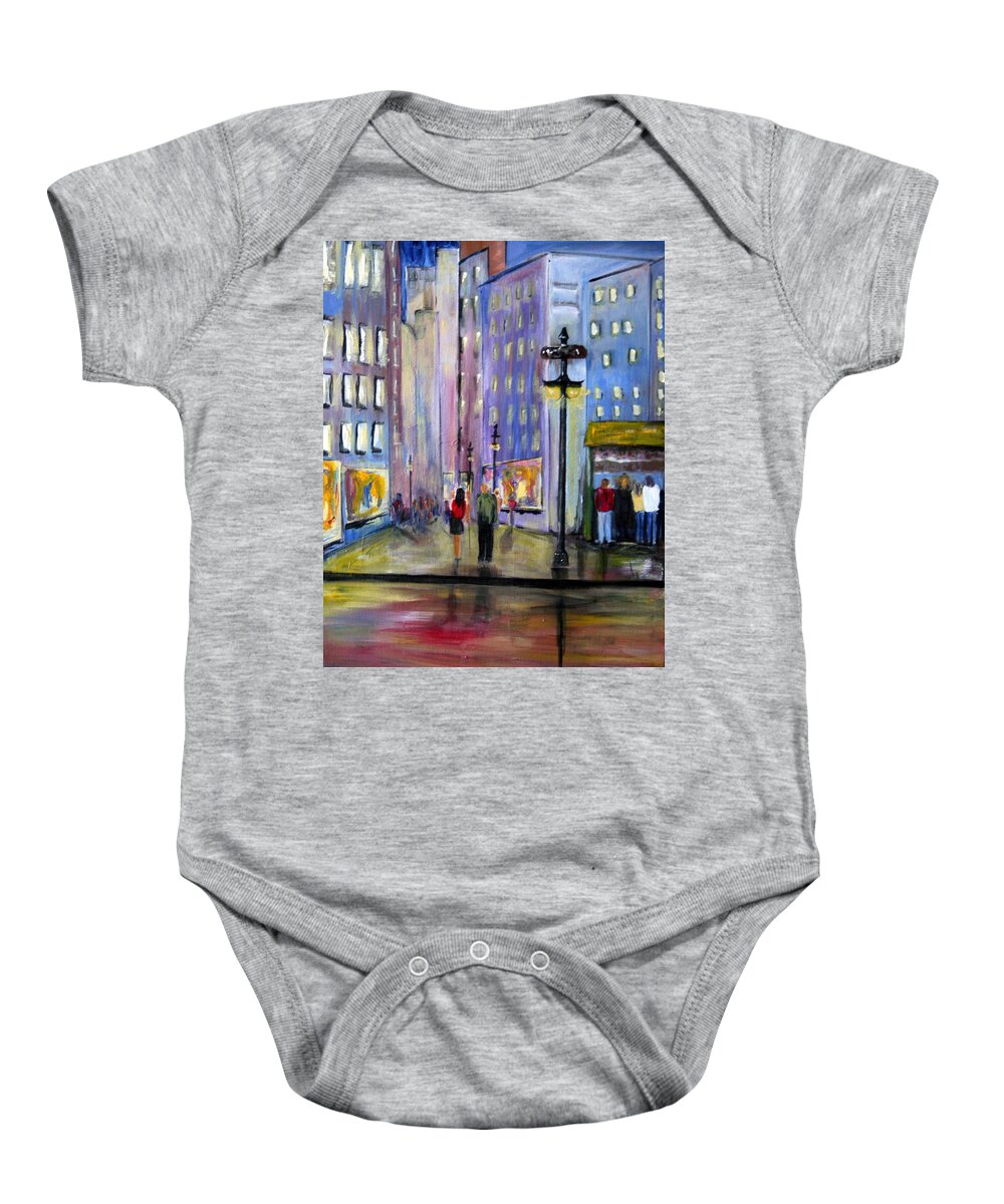 Cityscene Baby Onesie featuring the painting Come Away With Me by Julie Lueders 