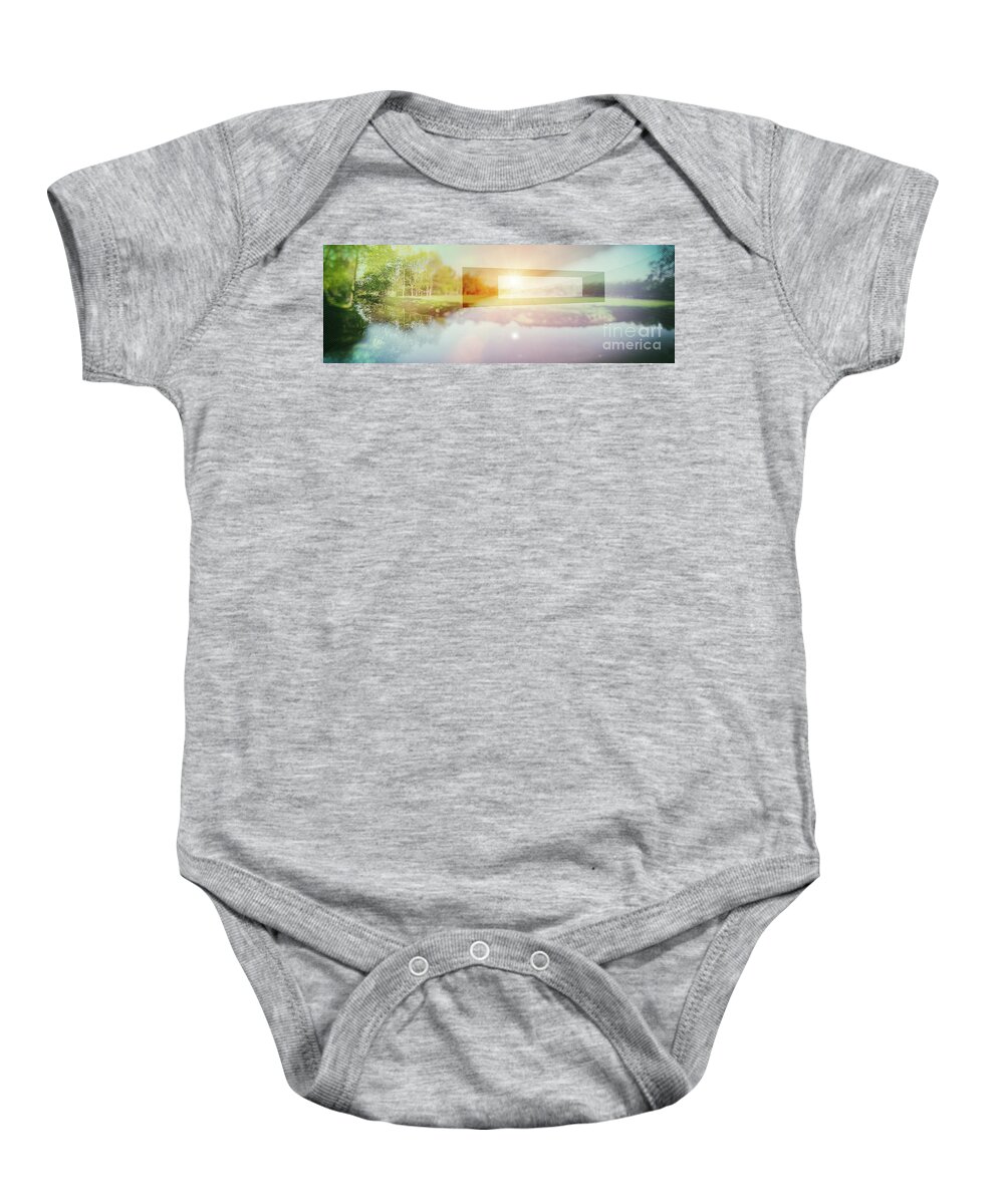 Landscape Baby Onesie featuring the photograph Conceptual Nature Background, Double Exposition by Ariadna De Raadt