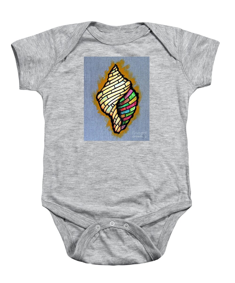 Conch Baby Onesie featuring the painting Conch Shell by Jim Harris