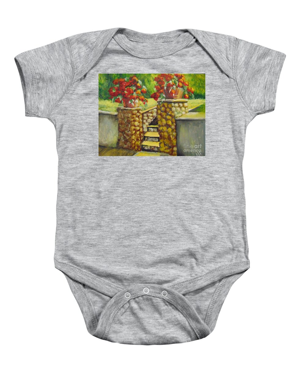 Flowers Baby Onesie featuring the painting Container Garden by Saundra Johnson