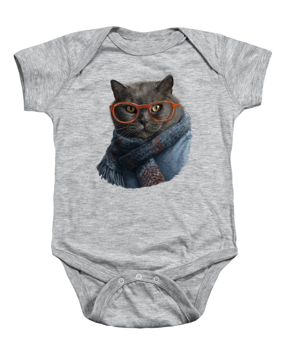 Cat Baby Onesie featuring the digital art Cool Cat by Lucie Bilodeau