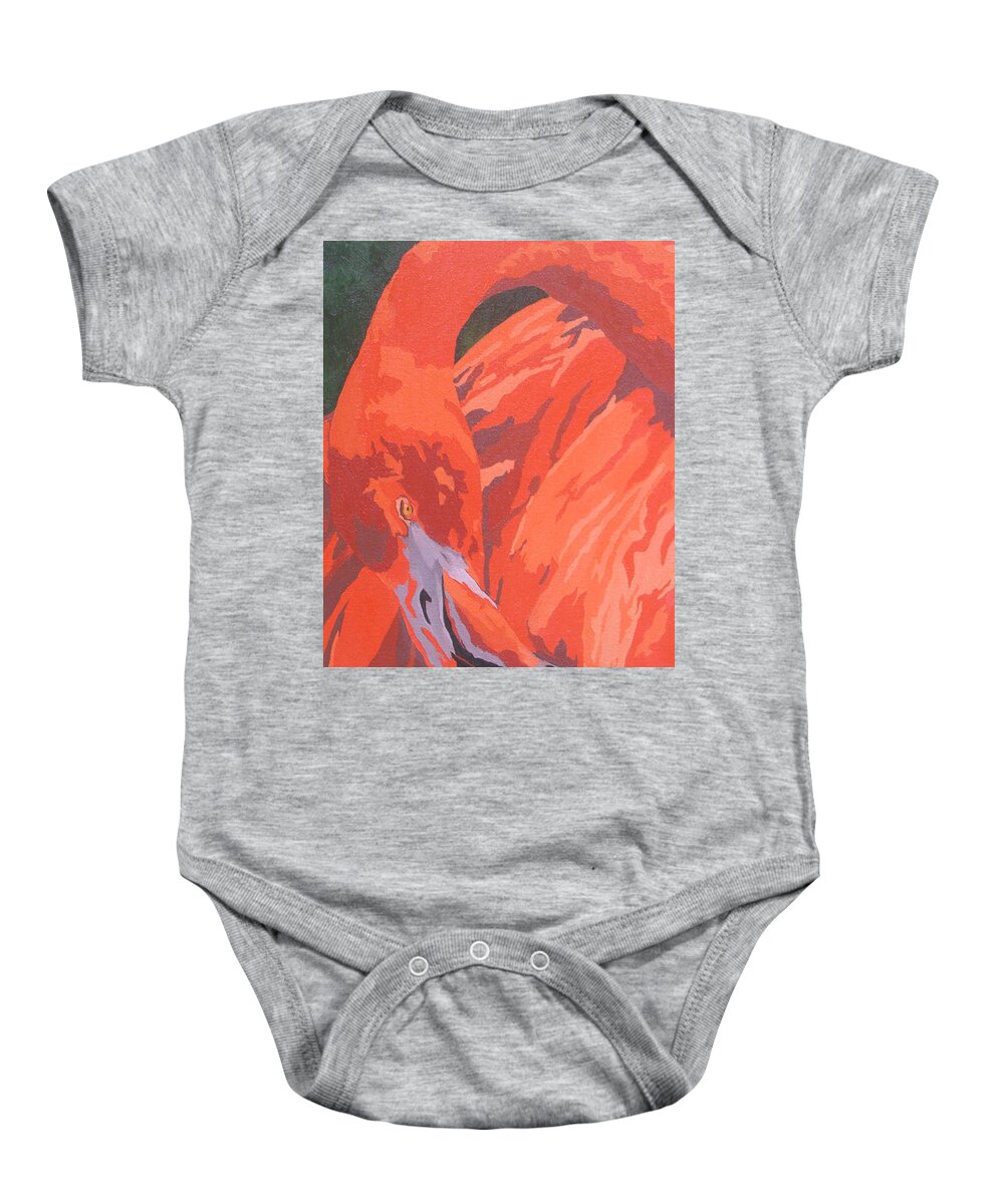 Flamingo Baby Onesie featuring the painting Coral Princess by Cheryl Bowman