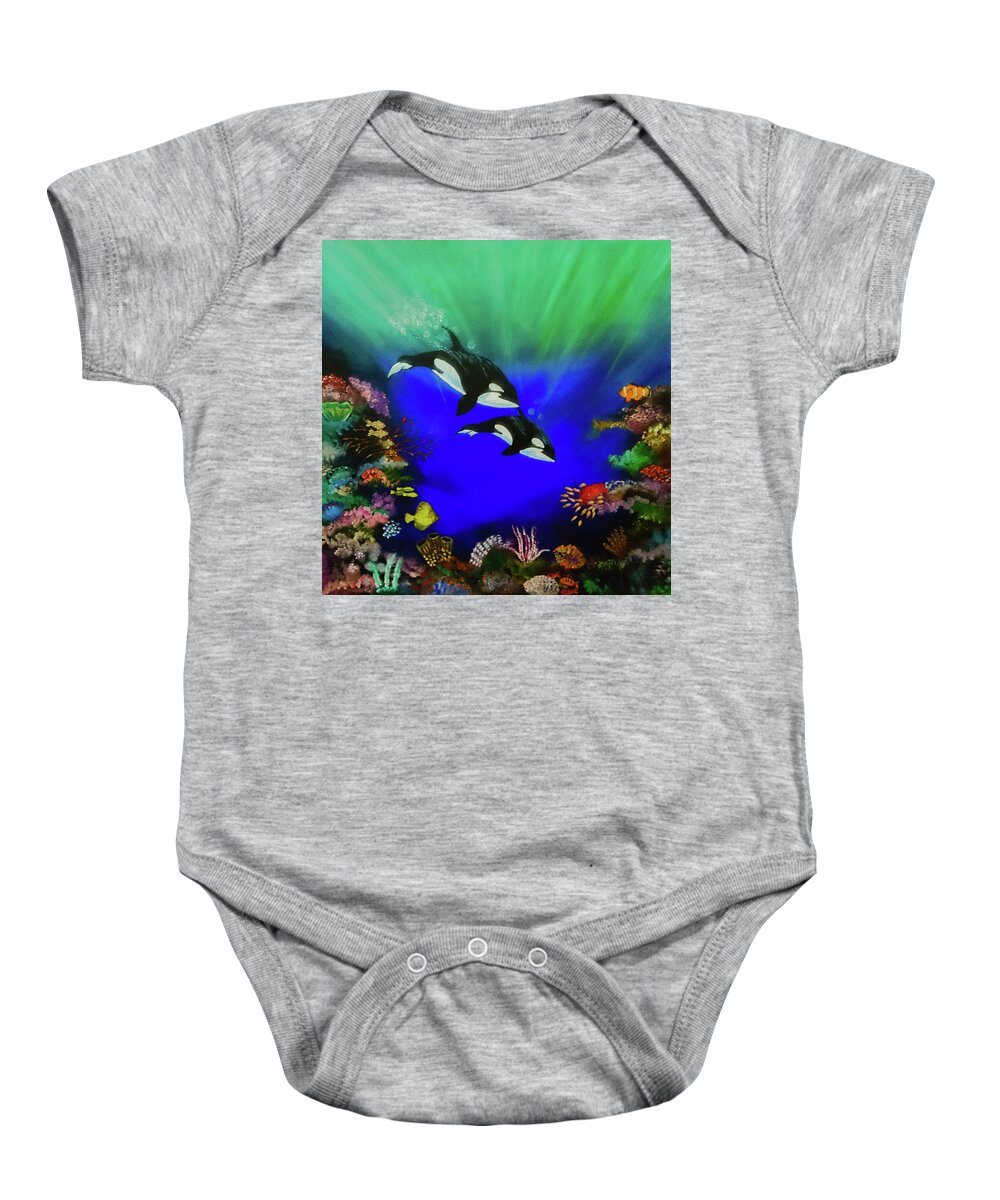 Reef Baby Onesie featuring the painting Coral reef by Faa shie