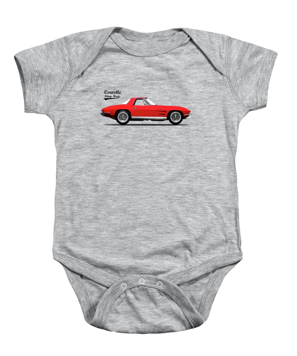 Chevrolet Corvette Stingray Baby Onesie featuring the photograph Corvette Stingray 1964 by Mark Rogan