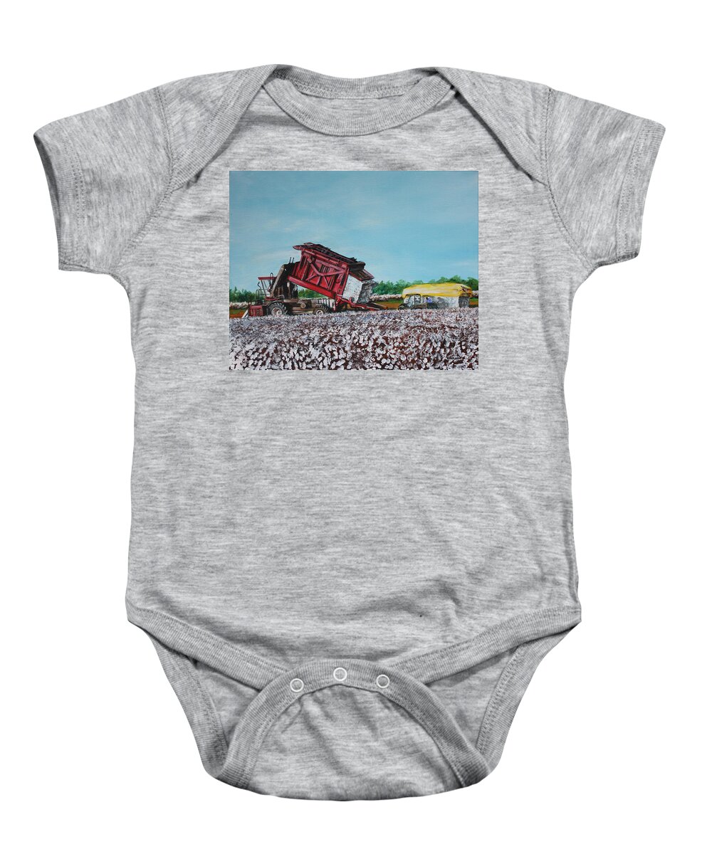 Cotton Baby Onesie featuring the painting Cotton Pickin' Business by Karl Wagner