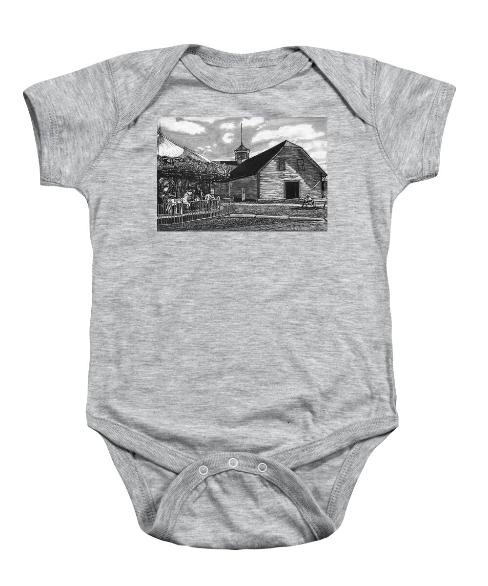 Landscape Baby Onesie featuring the drawing Country Fair by Robert Goudreau
