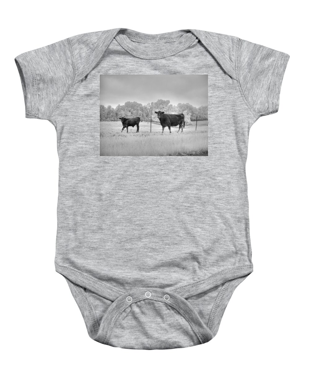 Cow Baby Onesie featuring the photograph Cow by Jane Linders