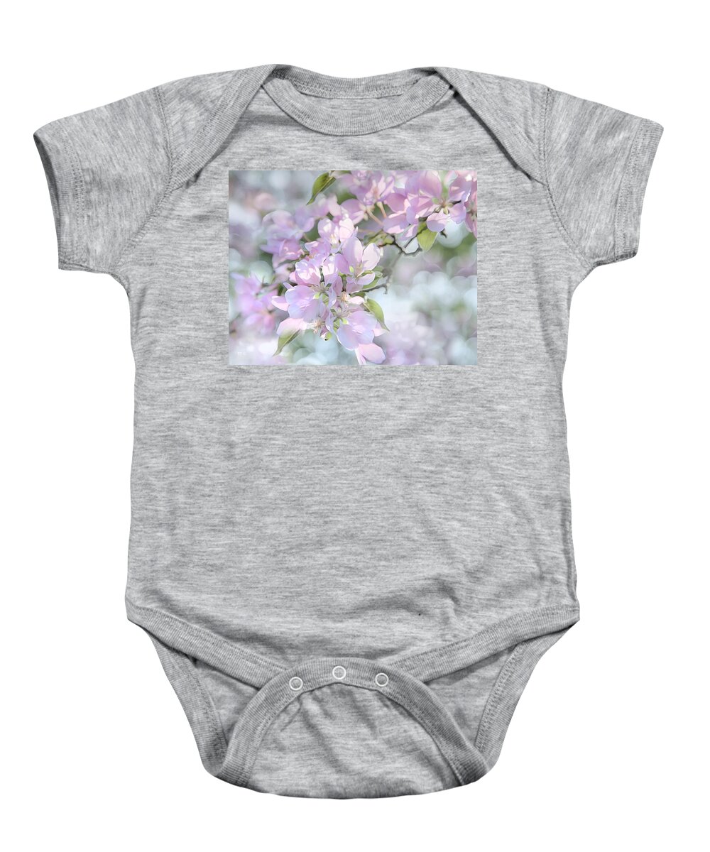 Theresa Tahara Baby Onesie featuring the photograph Crab Apple Blossoms by Theresa Tahara