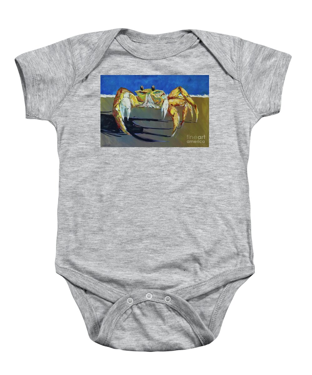 Crab Baby Onesie featuring the painting Crab Legs by Alan Metzger