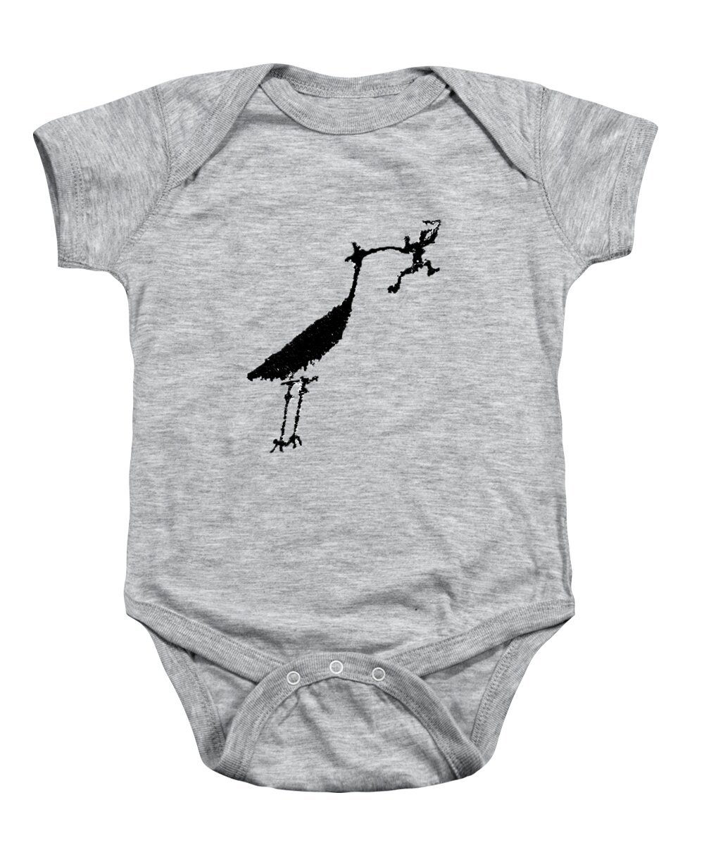 Petroglyph Baby Onesie featuring the photograph Crane Petroglyph by Melany Sarafis