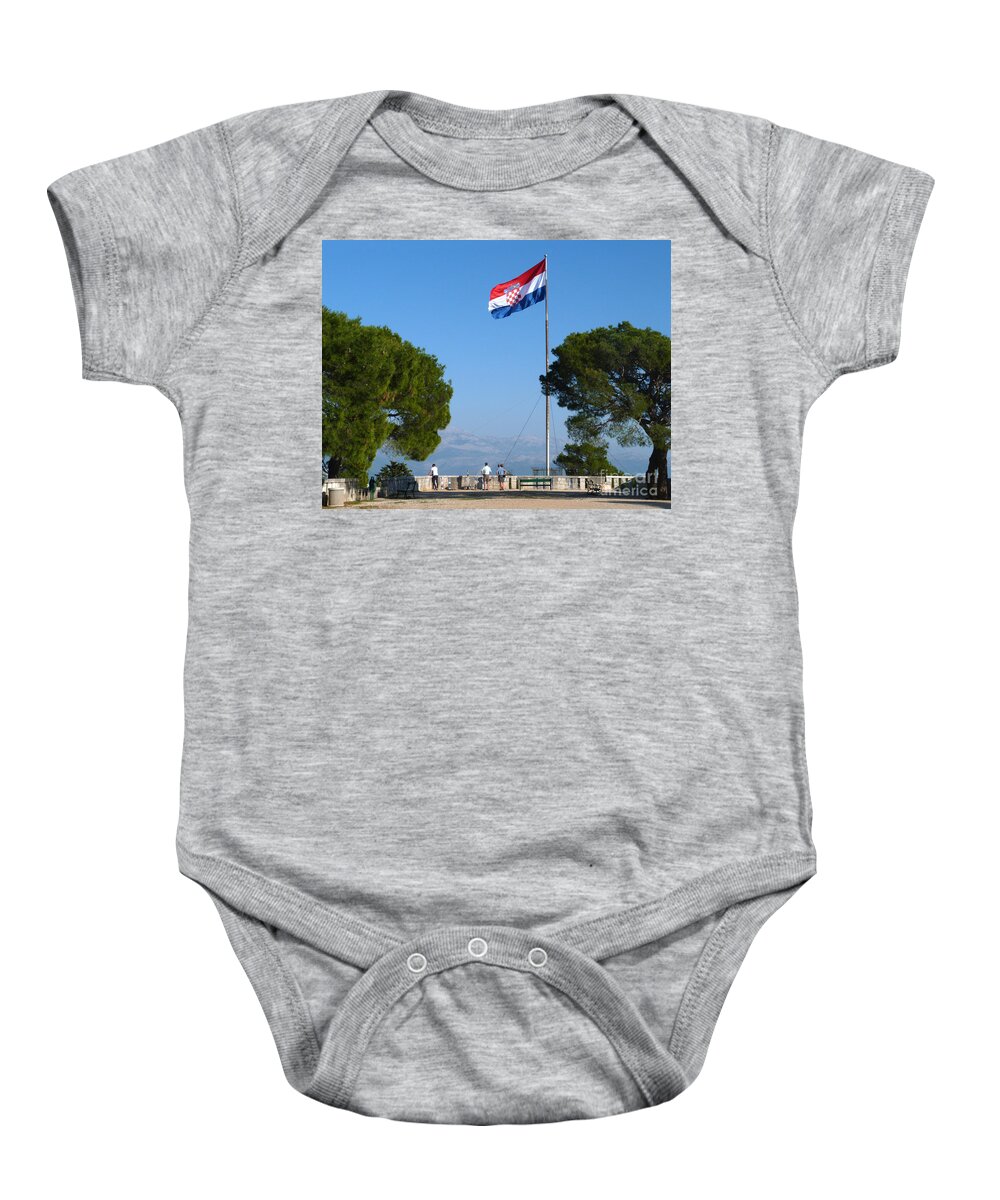 Croatia Baby Onesie featuring the photograph Croatian Flag - Split by Phil Banks