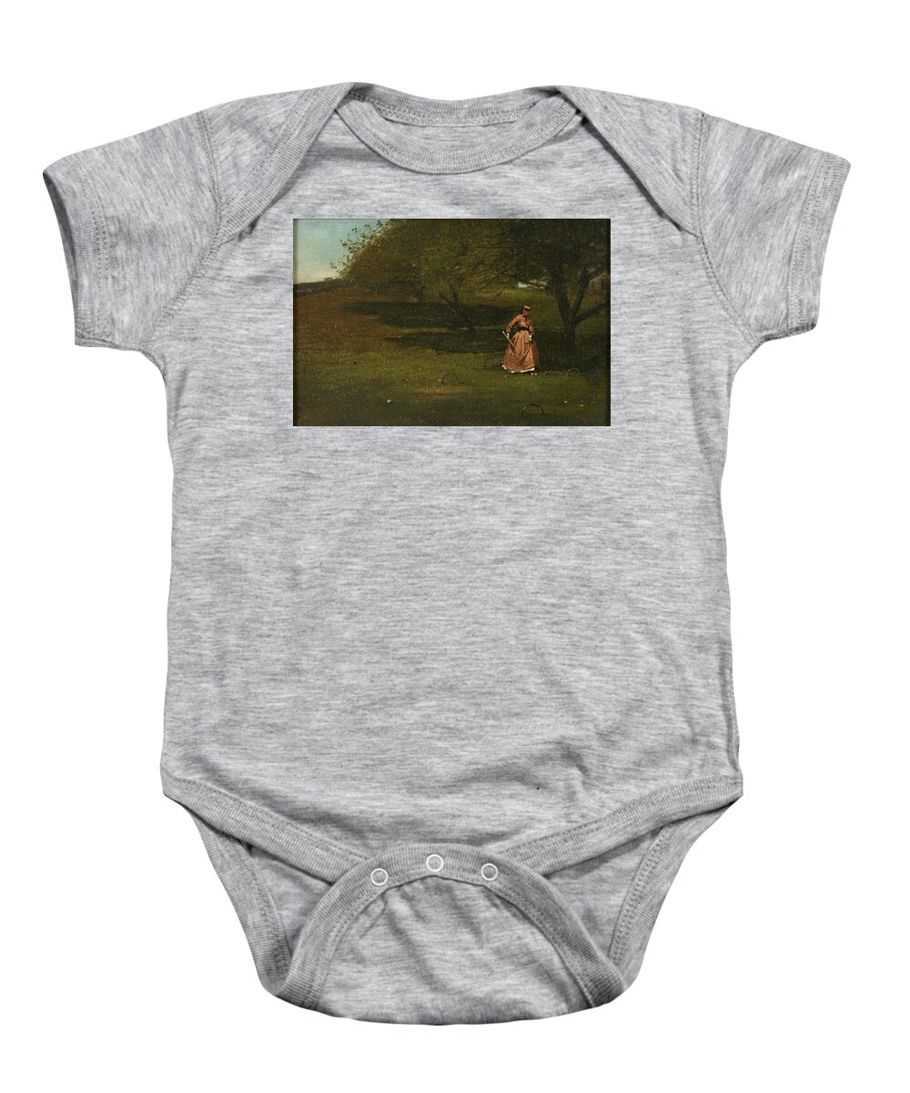 Winslow Homer Baby Onesie featuring the painting Croquet Player by Winslow Homer