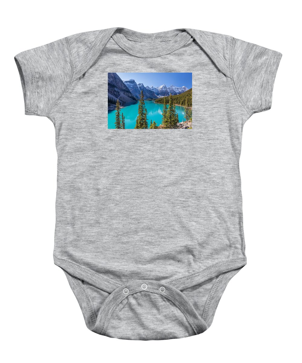 Adventure Baby Onesie featuring the photograph Crown Jewel of the Canadian Rockies by Pierre Leclerc Photography