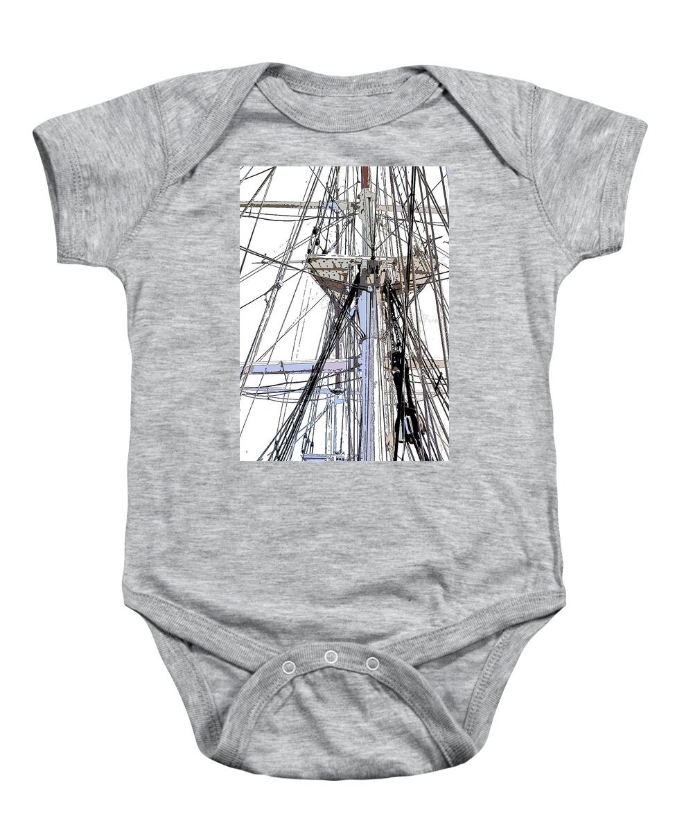 Tall Ship Baby Onesie featuring the photograph Crow's Nest by James Rentz