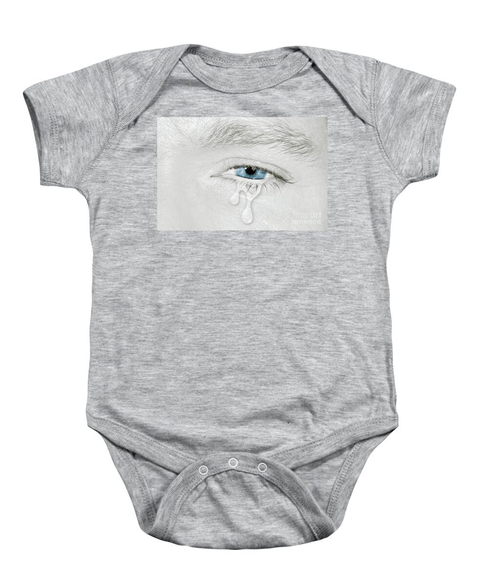 Left Baby Onesie featuring the photograph Crying blue left eye by Benny Marty