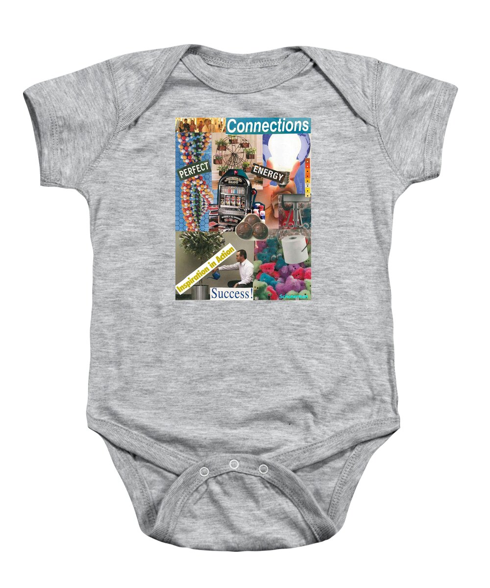 Collage Art Baby Onesie featuring the mixed media Curious Connections by Susan Schanerman