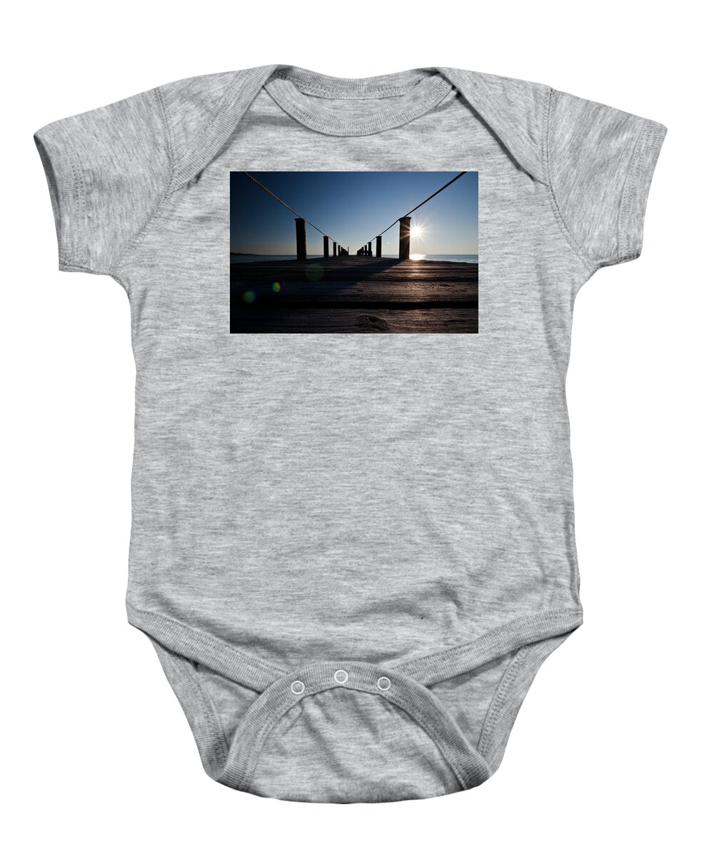 Currituck Sound Baby Onesie featuring the photograph Currituck Sunset by David Sutton