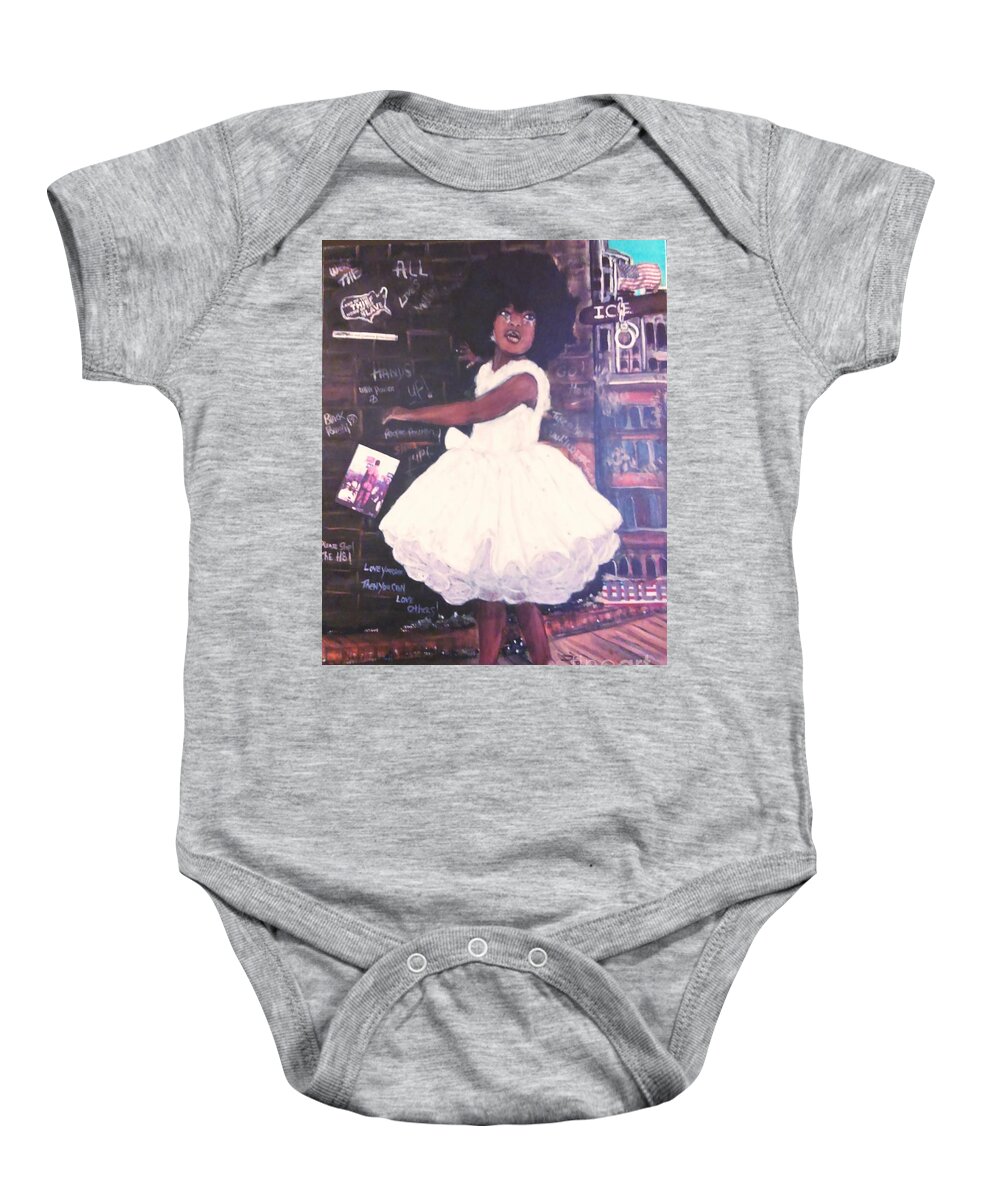 Deal With Drama Code Enforcement Baby Onesie featuring the painting DACA no dream for the dreamers by Tyrone Hart