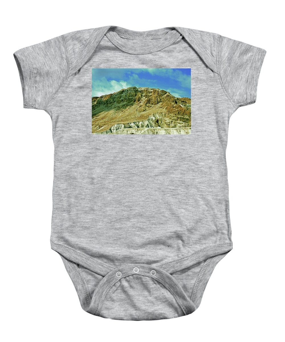 Photograph Baby Onesie featuring the photograph Dead Sea Scroll Caves 2 by Lydia Holly