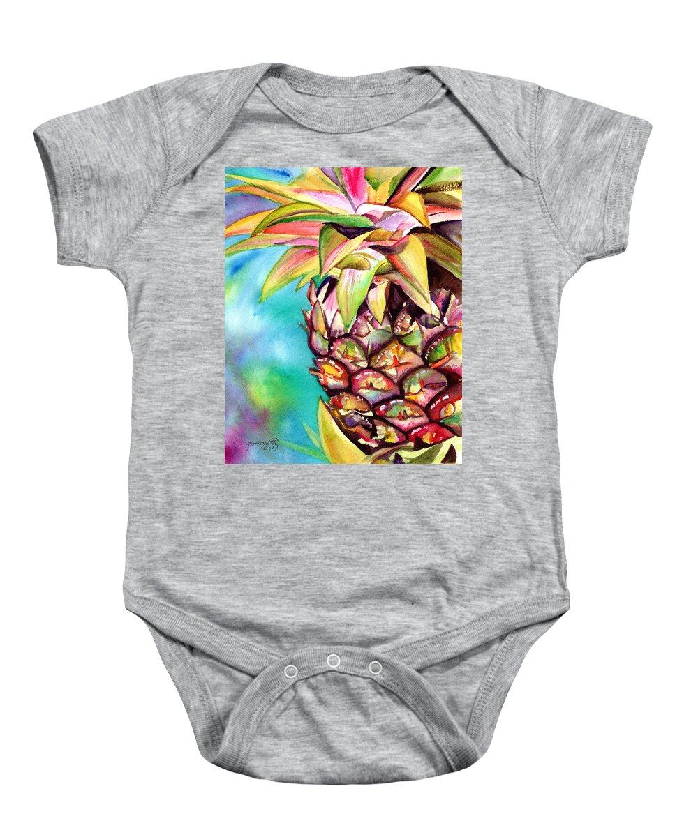 Pineapple Watercolors Baby Onesie featuring the painting Delightful Pineapple by Marionette Taboniar