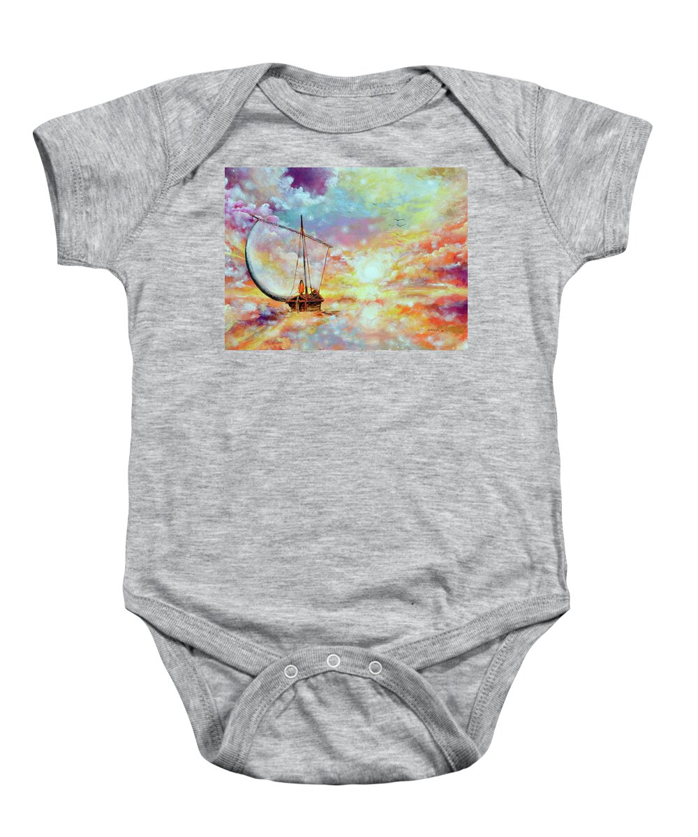 Paramhansa Yogananda Baby Onesie featuring the painting Deliver Us From Delusion by Ashleigh Dyan Bayer
