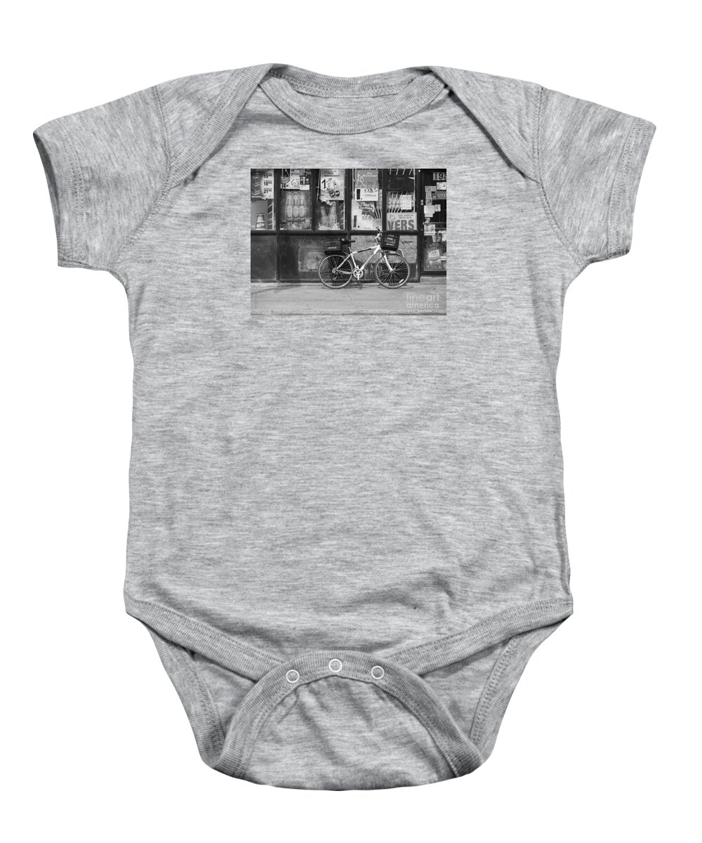 Montreal Baby Onesie featuring the photograph Depanneur Bike by Reb Frost