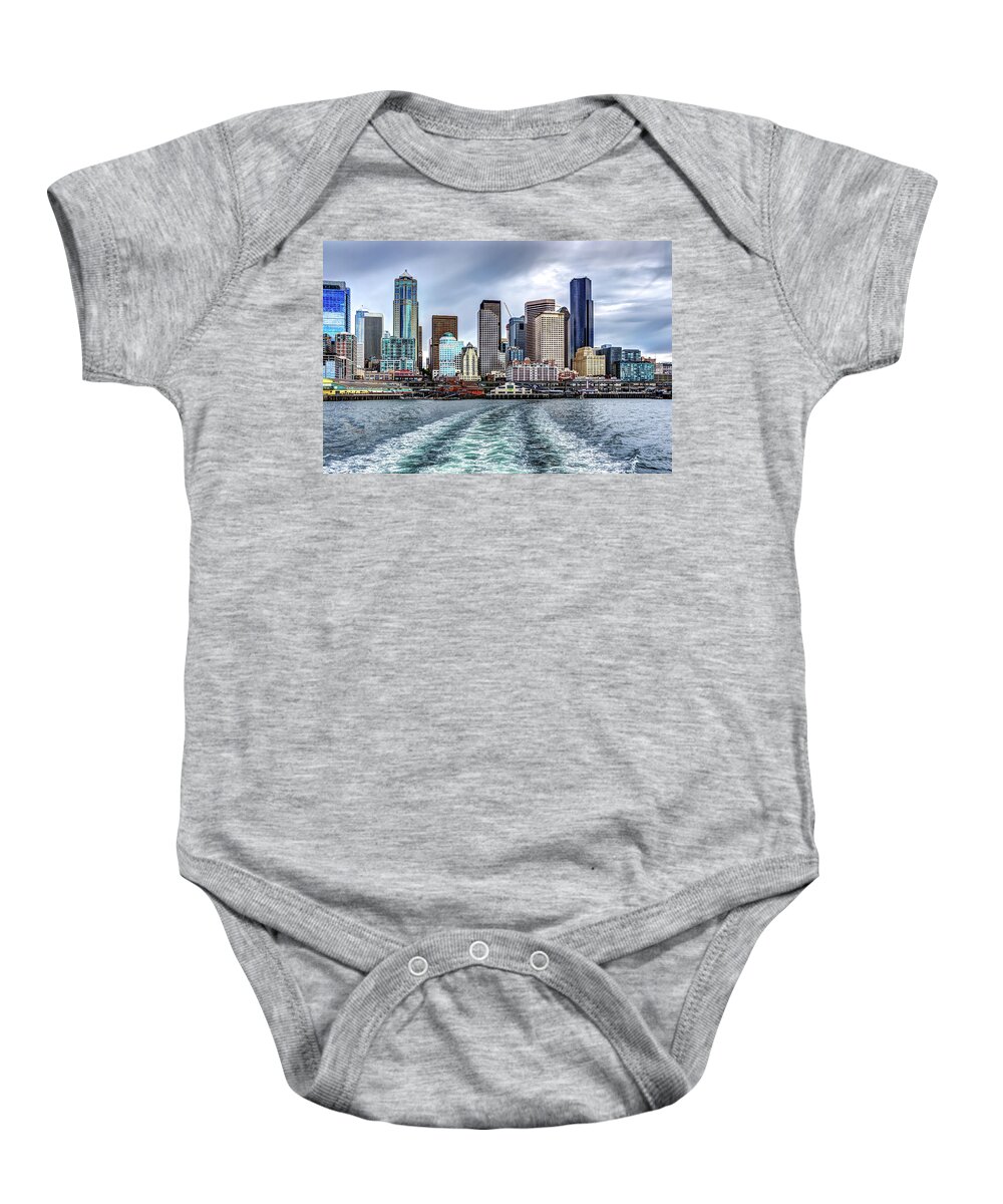 Seattle Baby Onesie featuring the photograph Departing Pier 54 by Rob Green