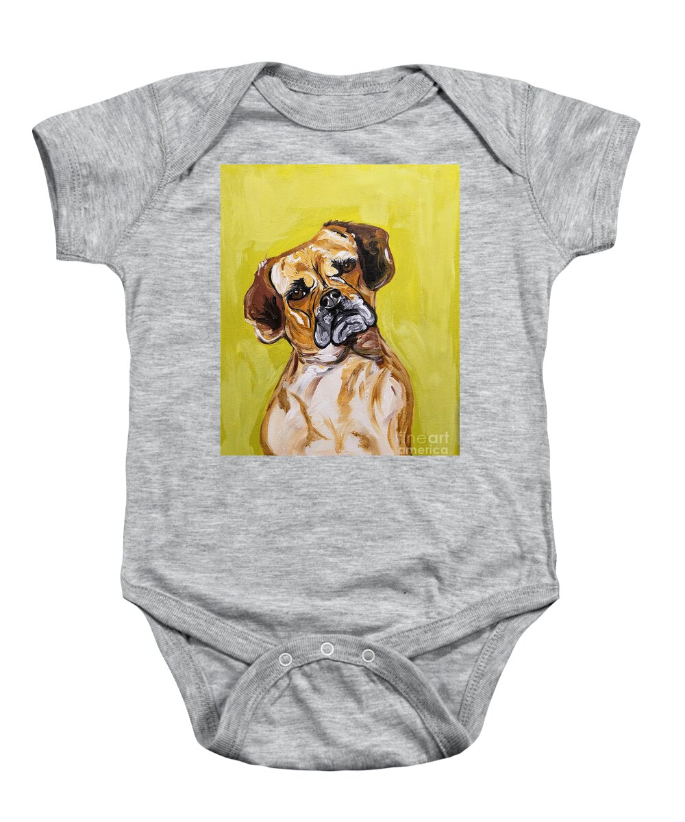 Pet Portrait Baby Onesie featuring the painting Deph Date With Paint Nov 20th by Ania M Milo