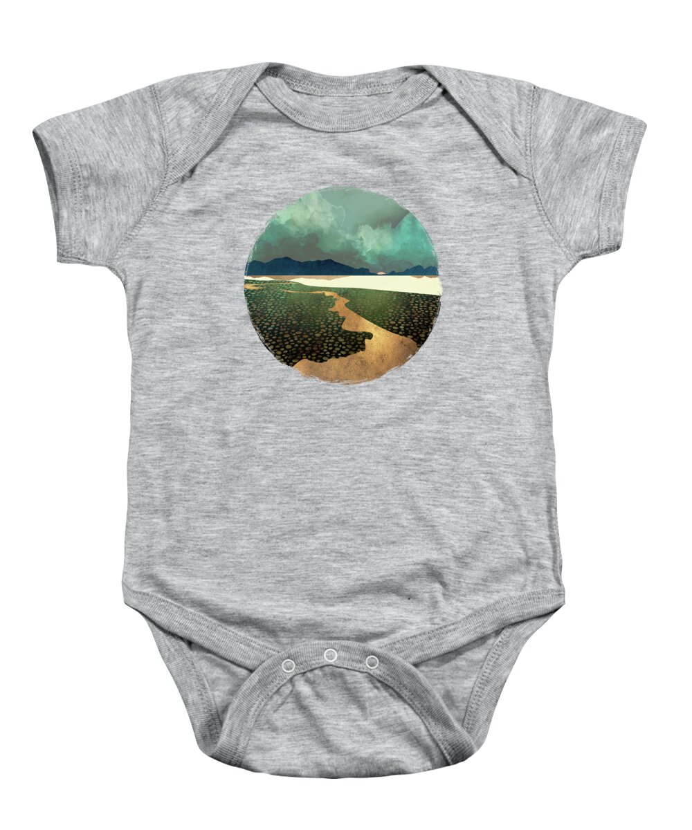 Land Baby Onesie featuring the digital art Distant Land by Spacefrog Designs