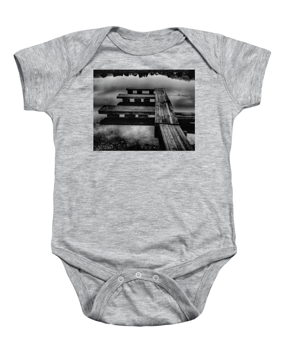 Dock Baby Onesie featuring the photograph Dock on the River by Hugh Smith