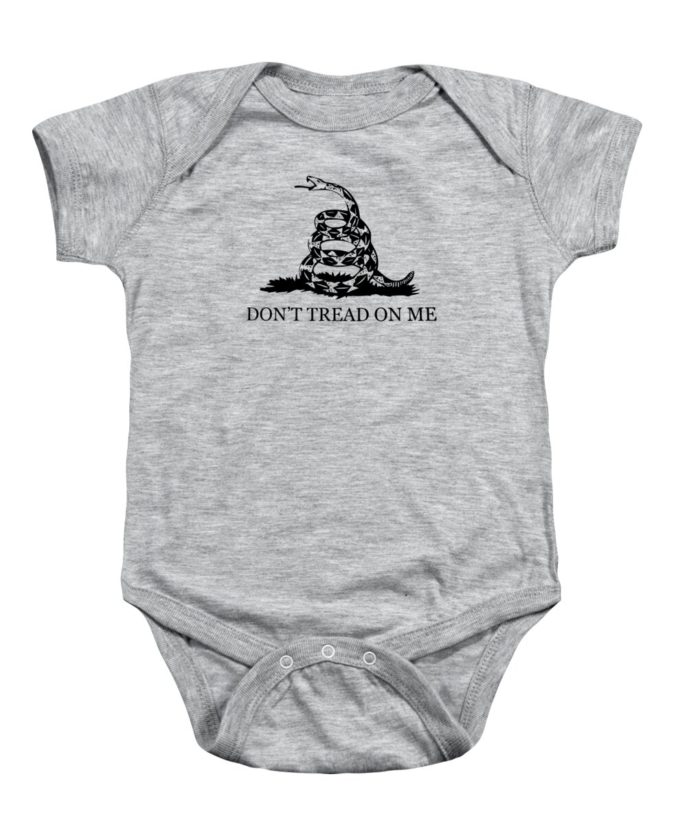 Dont Tread On Me Baby Onesie featuring the mixed media Don't Tread On Me Flag by War Is Hell Store