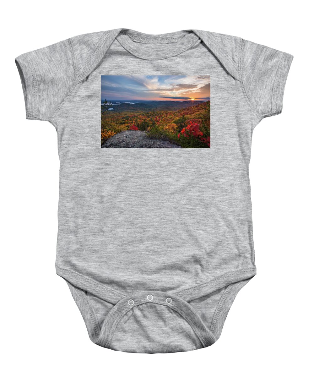 Doublehead Baby Onesie featuring the photograph Doublehead Autumn Sunset by White Mountain Images