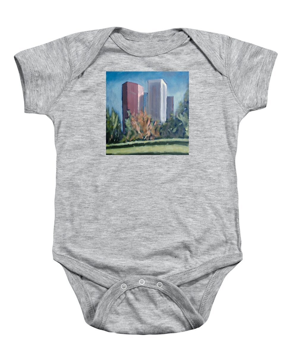 Dtla Baby Onesie featuring the painting Downtown Los Angeles by Richard Willson