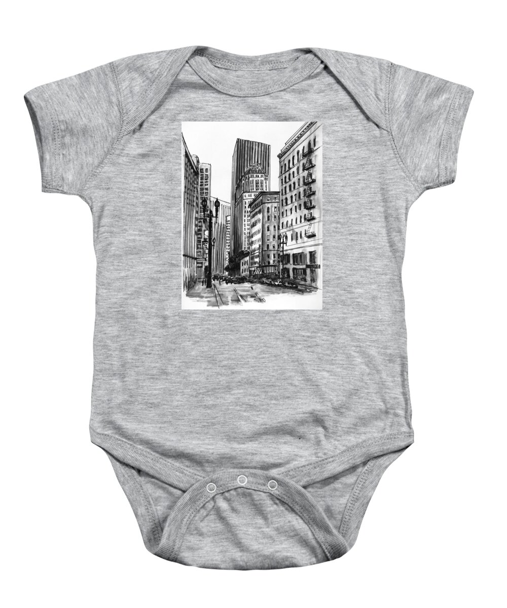 San Francisco Baby Onesie featuring the painting Downtown San Francisco by Masha Batkova