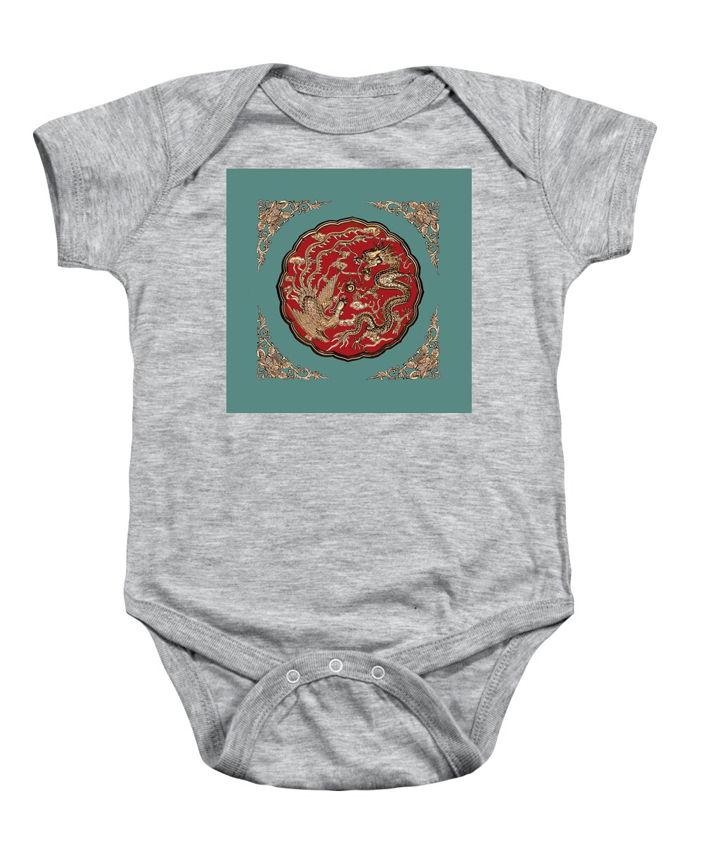 Dragon And Phoenix Baby Onesie featuring the photograph Dragon and Phoenix by Kristin Elmquist