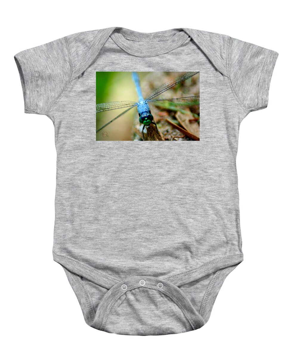 Dragonfly Baby Onesie featuring the photograph Dragonfly Closeup by Shelley Overton