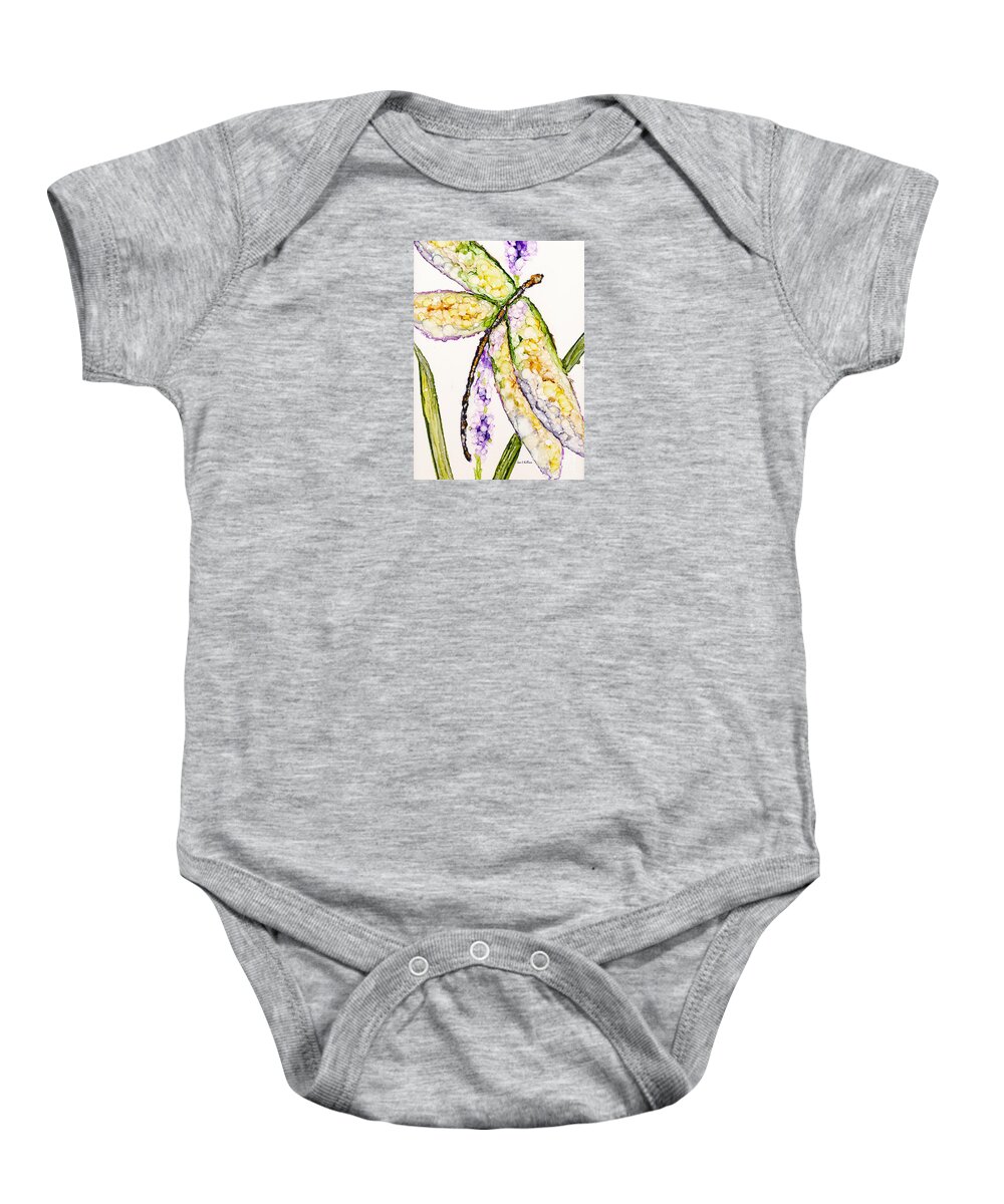 Dragonfly Baby Onesie featuring the painting Dragonfly Dreams by Jan Killian